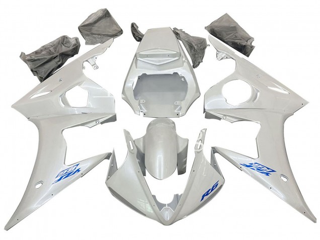 2005 Yamaha YZF 600 R6 Motorcycle Fairings - White Blue UK Manufacturers
