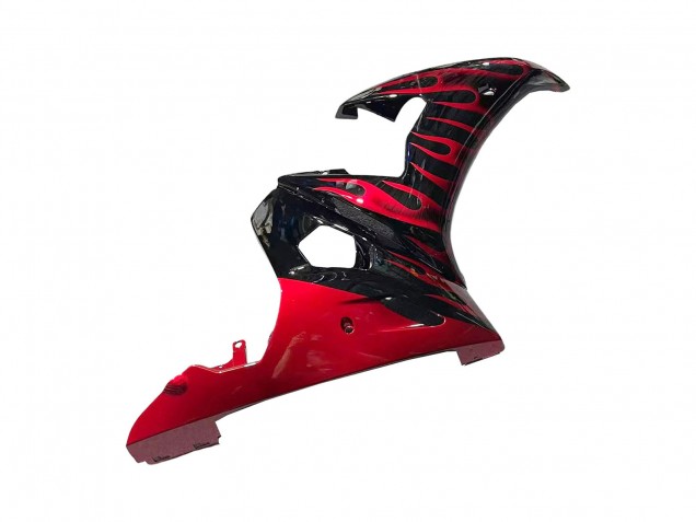 2005 Yamaha YZF 600 R6 Motorcycle Fairings - Black with Red Flame UK Manufacturers