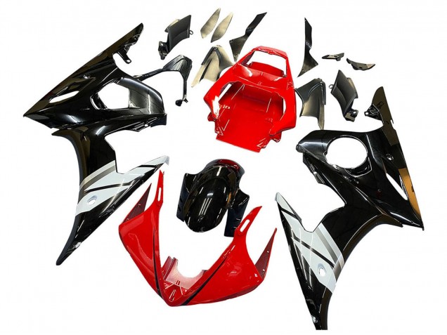2005 Yamaha YZF 600 R6 Motorcycle Fairings - Red White Glossy Black UK Manufacturers