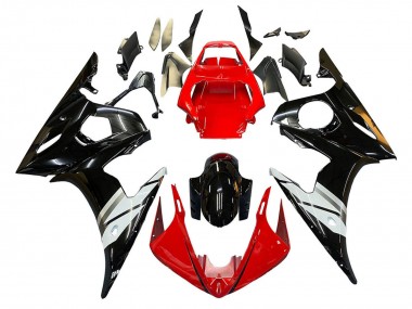 2005 Yamaha YZF 600 R6 Motorcycle Fairings - Red White Glossy Black UK Manufacturers