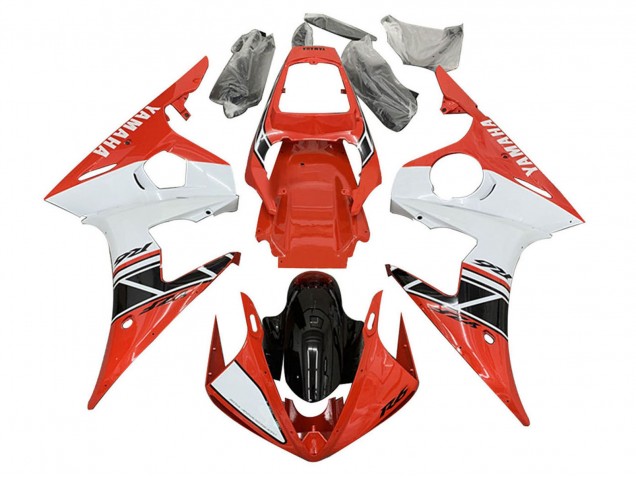 2005 Yamaha YZF 600 R6 Motorcycle Fairings - White Red Glossy Black UK Manufacturers