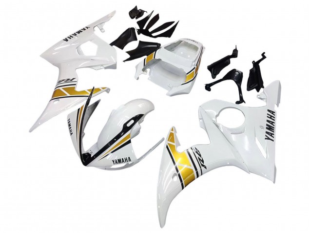 2005 Yamaha YZF 600 R6 Motorcycle Fairings - White Gold Black UK Manufacturers
