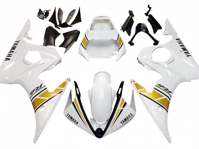 2005 Yamaha YZF 600 R6 Motorcycle Fairings - White Gold Black UK Manufacturers