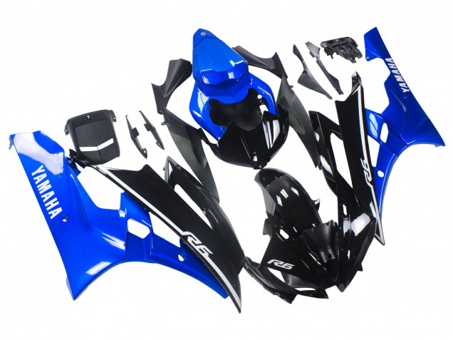 2006-2007 Yamaha YZF 600 R6 Motorcycle Fairings - Blue Glossy Black UK Manufacturers