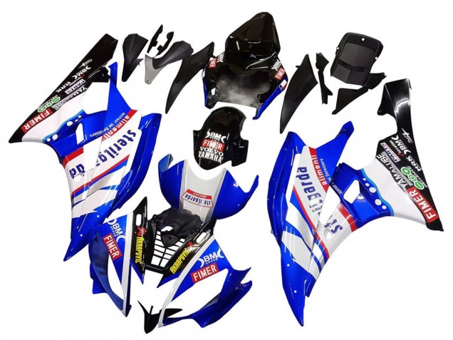 2006-2007 Yamaha YZF 600 R6 Motorcycle Fairings - White Blue Black Fimer Volvo Yamalube Sterilgarda UK Manufacturers