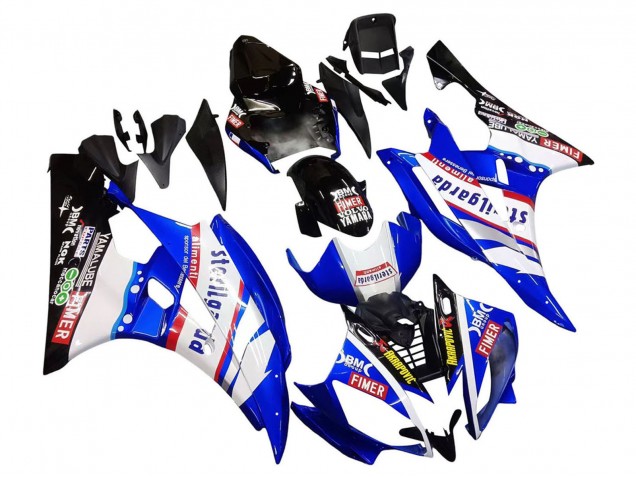 2006-2007 Yamaha YZF 600 R6 Motorcycle Fairings - White Blue Black Fimer Volvo Yamalube Sterilgarda UK Manufacturers