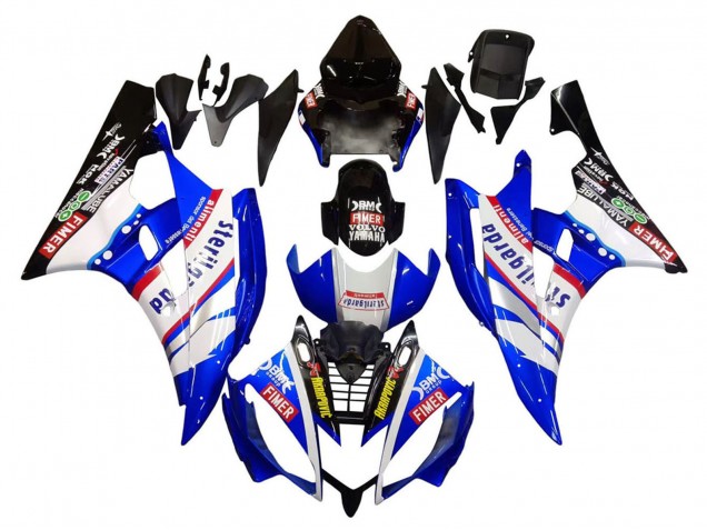 2006-2007 Yamaha YZF 600 R6 Motorcycle Fairings - White Blue Black Fimer Volvo Yamalube Sterilgarda UK Manufacturers