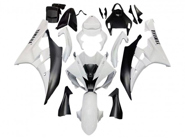 2006-2007 Yamaha YZF 600 R6 Motorcycle Fairings - White Matte Black UK Manufacturers