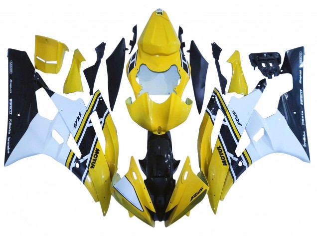 2006-2007 Yamaha YZF 600 R6 Motorcycle Fairings - Yellow White Glossy Black Motul UK Manufacturers