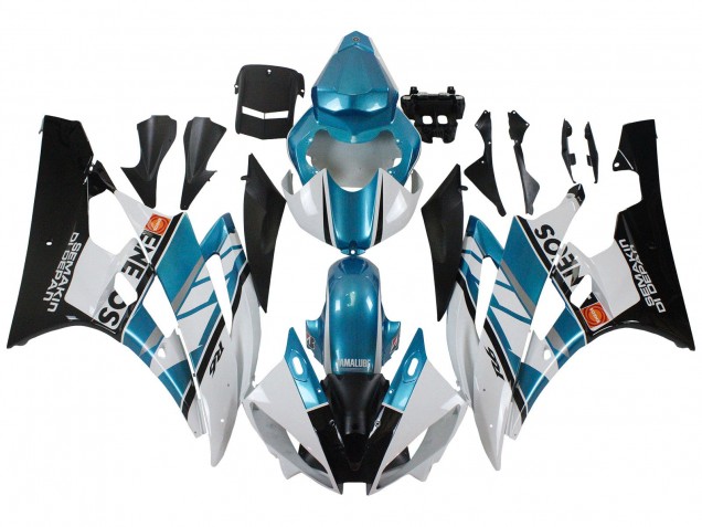 2006-2007 Yamaha YZF 600 R6 Motorcycle Fairings - White Blue Black Semakin Didepan ENEOS UK Manufacturers