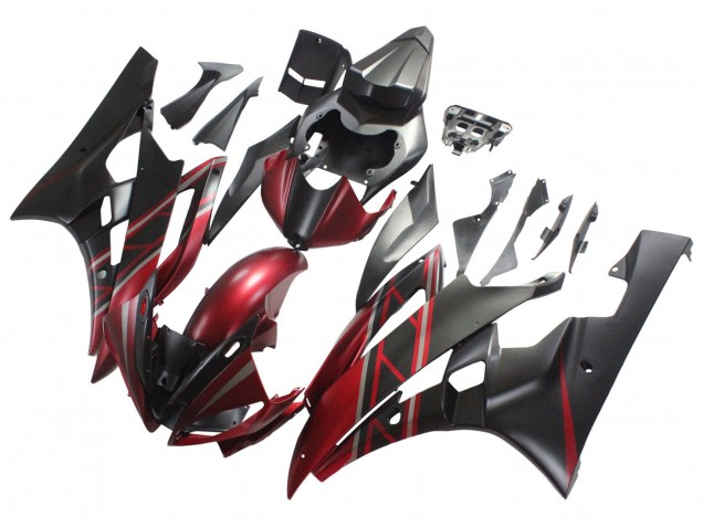 2006-2007 Yamaha YZF 600 R6 Motorcycle Fairings - Red Matte Black UK Manufacturers