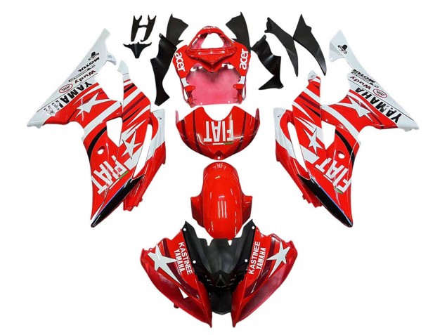 2008-2016 Yamaha YZF 600 R6 Motorcycle Fairings - White Red Black Fiat Acer UK Manufacturers
