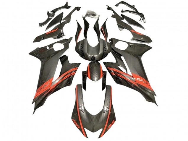 2017-2023 Yamaha YZF 600 R6 Motorcycle Fairings - Red Black Carbon Fiber Style UK Manufacturers