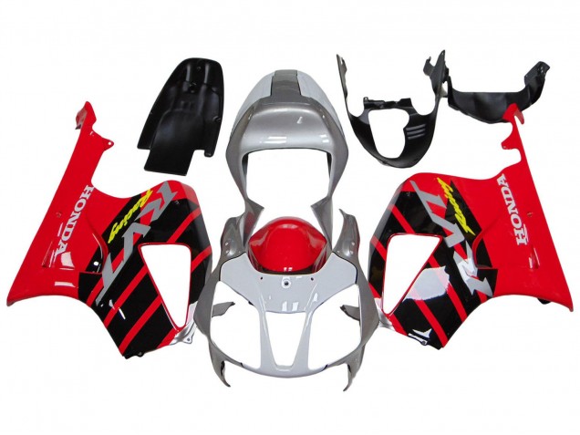 2000-2006 Honda VTR1000 Motorcycle Fairings - Silver Red Black Stripe Racing UK Manufacturers