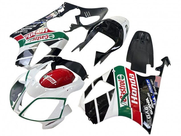 2000-2006 Honda VTR1000 Motorcycle Fairings - White Red Green Glossy Black Castrol UK Manufacturers