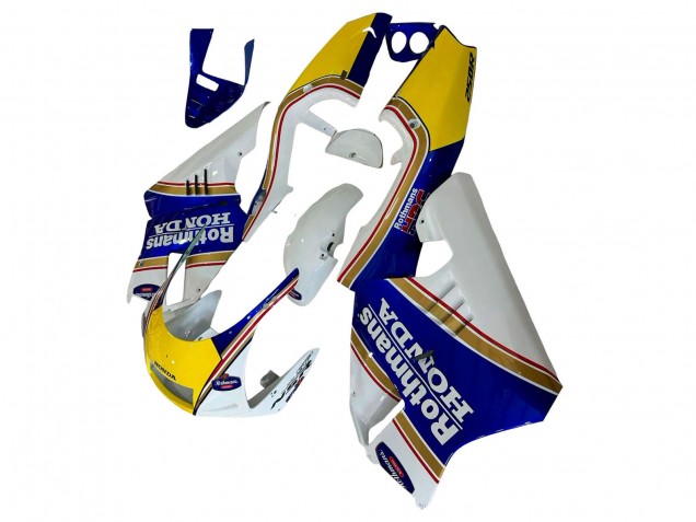 1994-1996 Honda NSR250 Motorcycle Fairings - White Blue Yellow Gold Rothmans UK Manufacturers