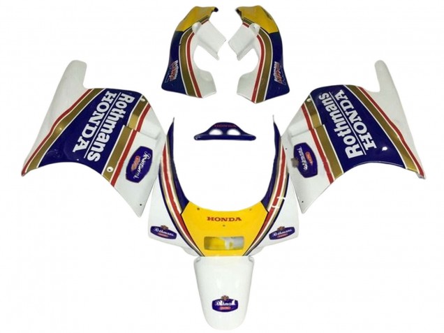 1988-1989 Honda NSR250R Motorcycle Fairings - White Yellow Blue Rothmans UK Manufacturers