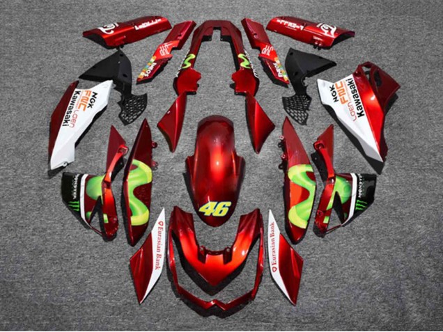 2010-2013 Kawasaki Z1000 Motorcycle Fairings - Red White Green Monster 46 UK Manufacturers