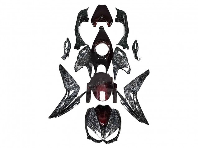 2014-2019 Kawasaki Z1000 Motorcycle Fairings - Black Red Forged Carbon Fiber UK Manufacturers