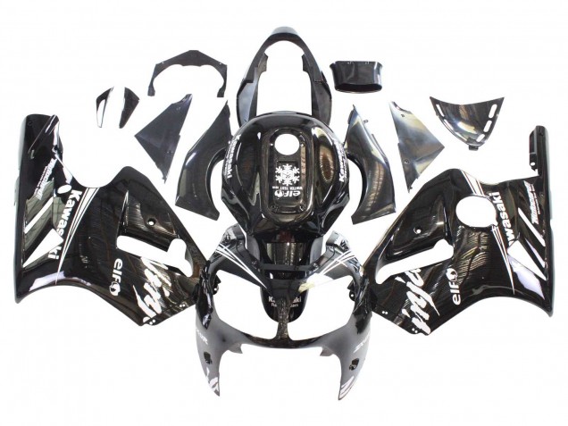2000-2001 Kawasaki ZX12R Motorcycle Fairings - Glossy Black White Elf Snow UK Manufacturers