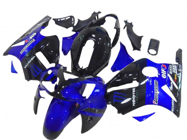 2000-2001 Kawasaki ZX12R Motorcycle Fairings - Glossy Black Blue Monster UK Manufacturers