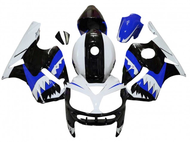 2002-2006 Kawasaki ZX12R Motorcycle Fairings - White Blue Black Shark UK Manufacturers