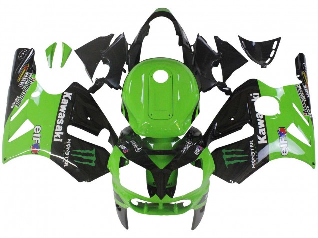 2002-2006 Kawasaki ZX12R Motorcycle Fairing - Green Glossy Black Elf Touch4 Monster UK Manufacturers
