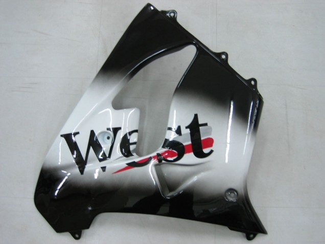 2000-2001 Kawasaki ZX9R Motorcycle Fairings - Glossy Black White West UK Manufacturers