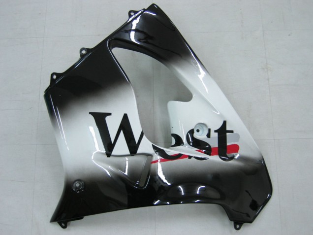 2000-2001 Kawasaki ZX9R Motorcycle Fairings - Glossy Black White West UK Manufacturers