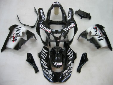 2000-2001 Kawasaki ZX9R Motorcycle Fairings - Glossy Black White West UK Manufacturers