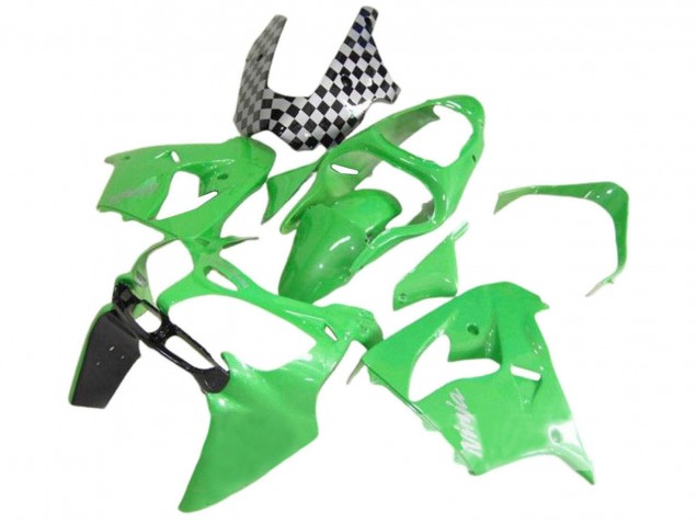 2000-2001 Kawasaki ZX9R Motorcycle Fairings - Green Black White Ninja UK Manufacturers