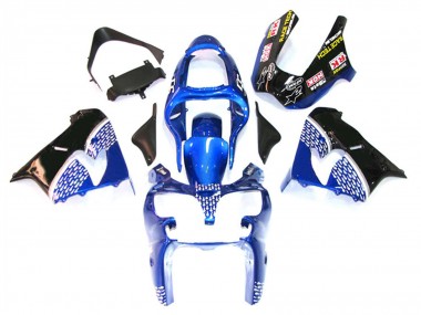 2000-2001 Kawasaki ZX9R Motorcycle Fairings - Blue White Black UK Manufacturers