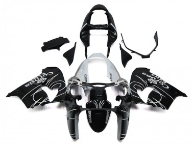 2000-2001 Kawasaki ZX9R Motorcycle Fairings - Glossy Black White Corona Extra UK Manufacturers