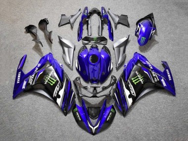 2015-2018 Yamaha YZF R3/R25 Motorcycle Fairings - Blue Silver Black Monster UK Manufacturers