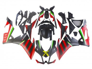 2009-2015 Aprilia RSV4 1000 Motorcycle Fairings - Matte Black Red Green Stripe UK Manufacturers