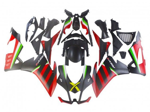 2009-2015 Aprilia RSV4 1000 Motorcycle Fairings - Matte Black Red Green Stripe UK Manufacturers