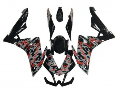 2009-2015 Aprilia RSV4 1000 Motorcycle Fairings - Black Grey Red Camouflage UK Manufacturers