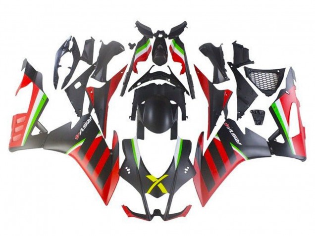 2016-2020 Aprilia RSV4 1000 Motorcycle Fairings - Matte Black Red Green Stripe UK Manufacturers
