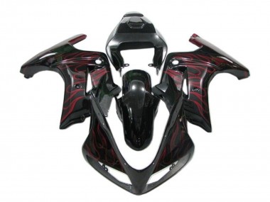2003-2013 Suzuki SV650 Motorcycle Fairings - Glossy Black Red Flame UK Manufacturers