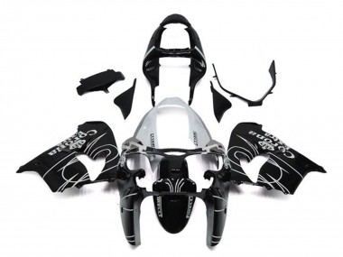 2002-2003 Kawasaki ZX9R Motorcycle Fairings - Glossy Black White Corona Extra UK Manufacturers