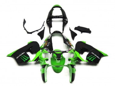 2002-2003 Kawasaki ZX9R Motorcycle Fairings - Green Black Monster UK Manufacturers