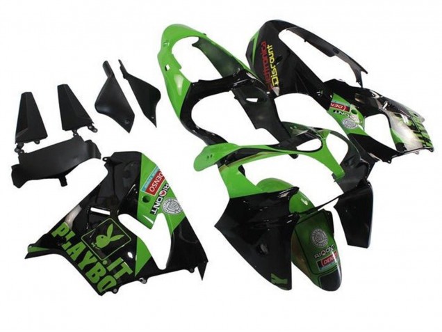 2002-2003 Kawasaki ZX9R Motorcycle Fairings - Green Black Playboy UK Manufacturers
