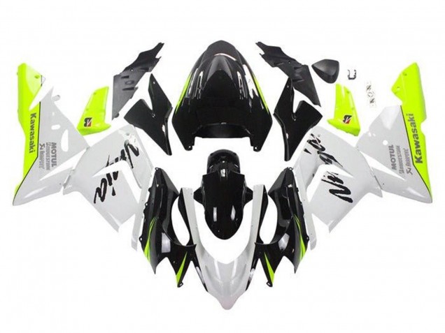 2004-2005 Kawasaki ZX10R Motorcycle Fairings - White Black Neon Yellow UK Manufacturers
