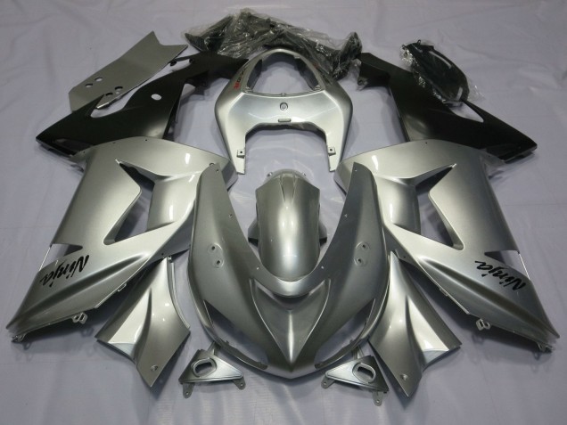 2006-2007 Kawasaki ZX10R Motorcycle Fairings - Silver Matte Black UK Manufacturers