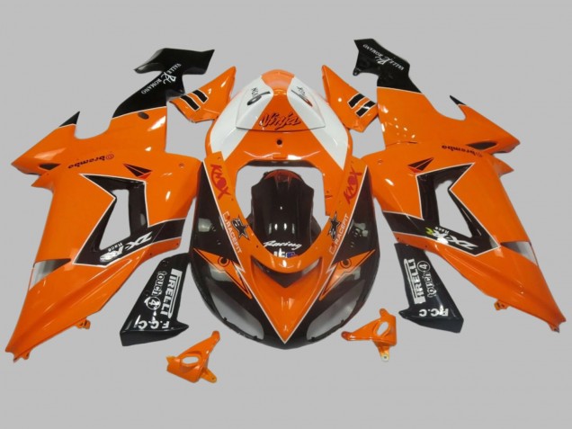 2006-2007 Kawasaki ZX10R Motorcycle Fairing - Orange White Black Racing Elf UK Manufacturers