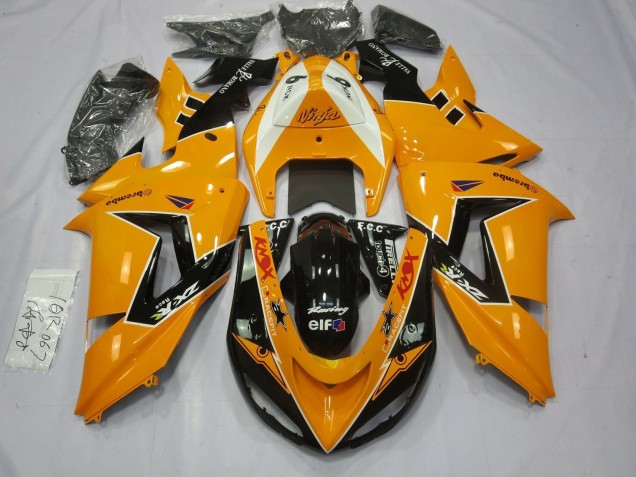 2006-2007 Kawasaki ZX10R Motorcycle Fairings - Orange White Black Racing Elf UK Manufacturers