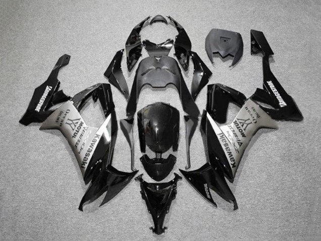 2008-2010 Kawasaki ZX10R Motorcycle Fairings - Glossy Black Grey Bridgestone Motul UK Manufacturers