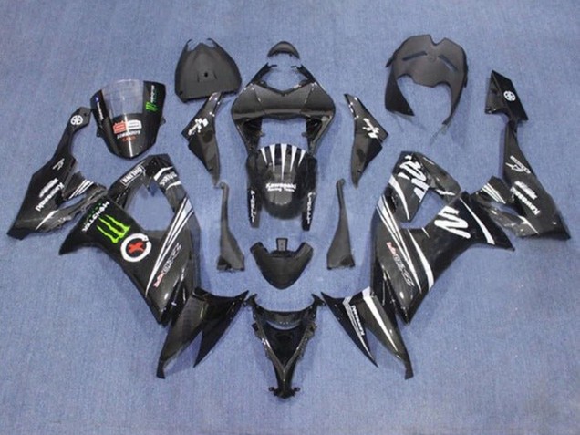 2008-2010 Kawasaki ZX10R Motorcycle Fairings - Black White Green Monster UK Manufacturers