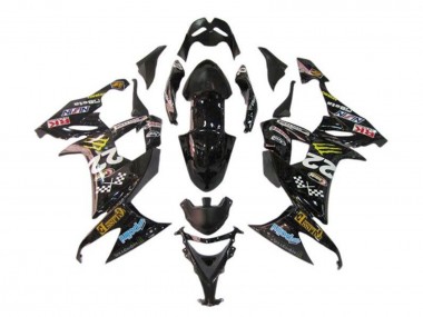 2008-2010 Kawasaki ZX10R Motorcycle Fairings - Glossy Black Blue Yellow Monster UK Manufacturers