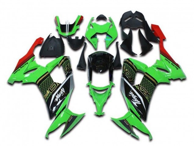 2008-2010 Kawasaki ZX10R Motorcycle Fairings - Green Black Red White Honeycomb UK Manufacturers
